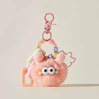 Cute Blushed Coal Ball Plush Bag Charm Keychain