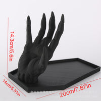 Gothic Demon Hand Jewelry Holder, Twisted Skeleton Finger Display Stand for Dressing Table