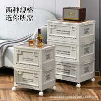 Foldable Side-Opening Storage Box with Wooden Lid for Outdoor Camping and Car Trunk Organization