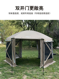 Hexagonal Camping Tent with Sunshade, Windproof, UV Protection, and Mosquito Net for Outdoor Living