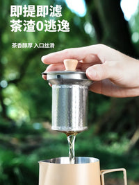 Portable Stainless Steel Tea Set with Teapot, 6 Cups, and Storage Bag for Outdoor Camping Travel