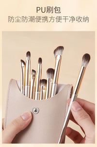 13-Piece Gilded Eye Makeup Brush Set with Soft Bristles and Portable Bag