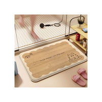 Cartoon Wood Grain Flannel Bathroom Mat Absorbent Non-Slip Shower Rug