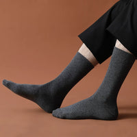 Men's Business Dress Mid-Calf Cotton Socks Odor-Resistant for Suit Shoes