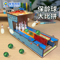 Mini Bowling Game Science Experiment Kit for Kids, Educational STEM Toy for Family Interaction