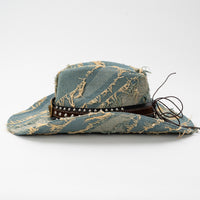 Women's Denim Patchwork Distressed Bucket Hat for Summer Outdoor Sun Protection