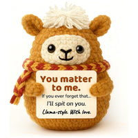 Handmade Crocheted Alpaca Doll with Scarf - Cute Knitted Positive Energy Alpaca Keychain
