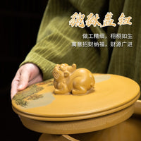 Large Purple Clay Tea Caddy with Pewter Lid, Moisture-proof Ceramic Storage Jar for Puerh Loose Leaf Tea