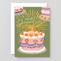 British Wrap Birthday Greeting Card for Couples, Abstract Art Collage Illustration
