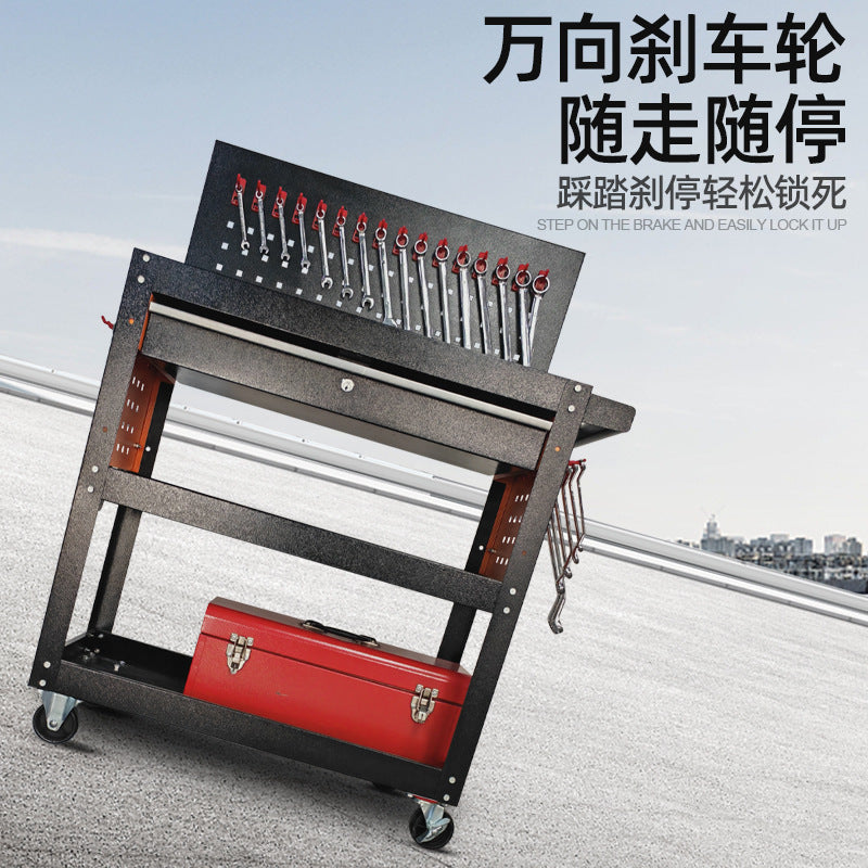 3-Tier Heavy-Duty Tool Cart with Drawers and Side Panels, Rolling Utility Storage Trolley for Garage and Workshop