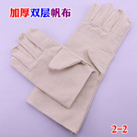 Thickened Canvas Work Gloves Heat Resistant Non-slip Double Layer for Welding and General Purpose