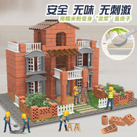 Mini Mason Starch Cement DIY House Building Kit for Kids, Reusable Brick and Tile Construction Toy
