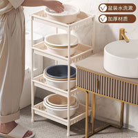 Multi-layer Plastic Bathroom Basin Storage Rack with Hollow Panels