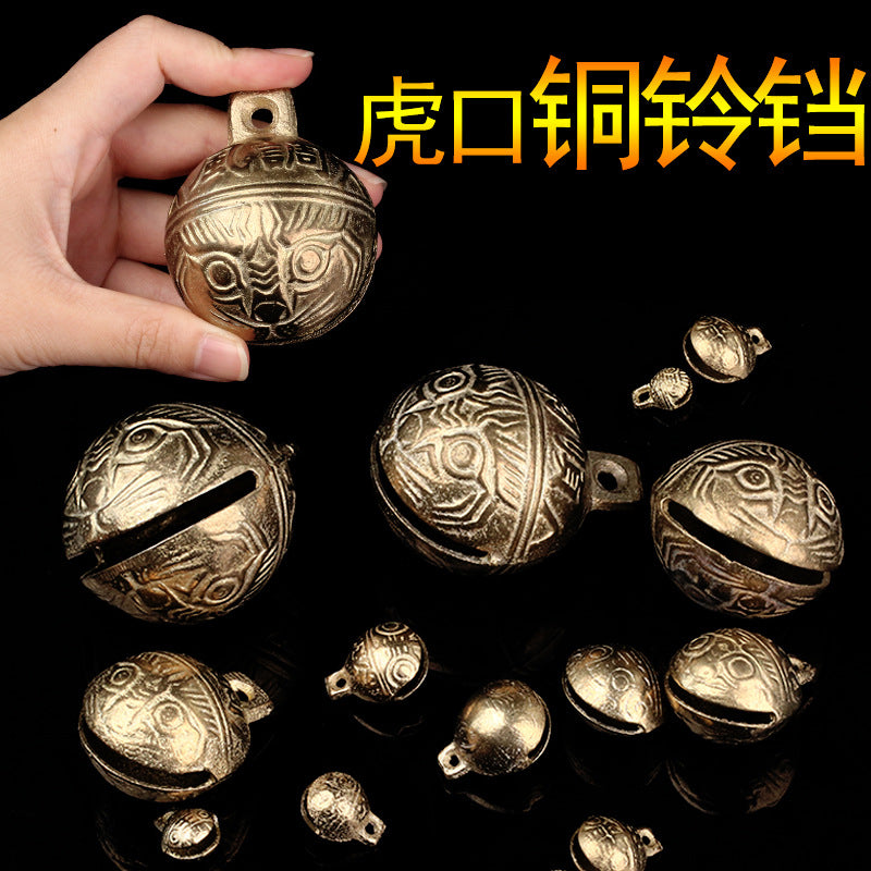 Tiger Head Brass Bell Charms for Pets and DIY Crafts