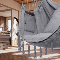 Nordic Style Tassel Hammock Chair Canvas Swing for Indoor Outdoor Balcony Camping