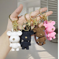 Creative Fashion Soft Rubber Yarn Bear Keychain for Bags and Car Keys