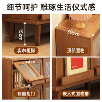 Solid Wood Bookshelf with Legs, Walnut Finish, Grid Storage Cabinet for Living Room