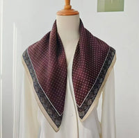 70cm Black and White Paisley Cotton Linen Scarf for Women, Spring Autumn Winter Neck Scarf