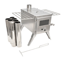 Outdoor Camping Tent Wood Stove with Viewing Window, Portable Stainless Steel/Carbon Steel Heater for Picnic & Backpacking