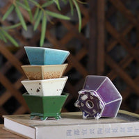 Handmade Glazed Hexagonal Bonsai Pot for Desktop Plants
