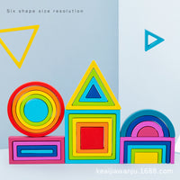 Wooden Rainbow Stacking Blocks Educational Toy for Toddlers and Preschoolers