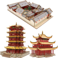 Adult 3D Wooden Puzzle Model Kit - Chinese Ancient Architecture Series for Education and Hobby