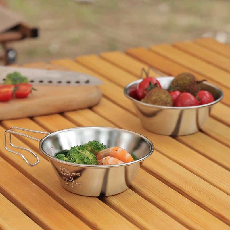 Outdoor 304 Stainless Steel Sierra Bowl Set with Storage Bag for Camping and Picnics