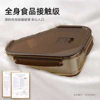 Borosilicate Glass Lunch Box with Lid for Microwave, Divided Bento Bowl, Food Storage Container for Students and Office Workers