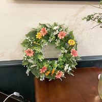 Artificial Spring Wreath Faux Flower Garland for Front Door Wall Decor Home Garden Decoration
