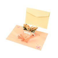 Teacher's Day Pop-Up Card, 3D Flower Bouquet Greeting Card for Teachers, Paper Carving Creative Handmade Card