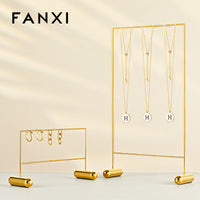 FANXI Mirrored Metal Jewelry Display Stand for Earrings and Necklaces