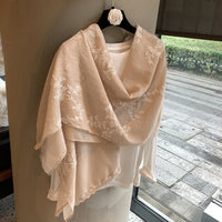 Embroidered Floral Sun Protection Shawl Scarf for Women - Lightweight & Breathable