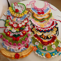 Colorful Knitted Pet Scarf Collar for Cats and Dogs - Bee Bib Design