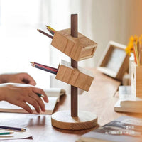Wooden Desk Organizer with Pen Holder and Remote Control Storage, Chinese Style