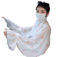 UV Protection Shawl with Face Mask for Driving & Cycling, Lightweight Summer Sun Protection Cape