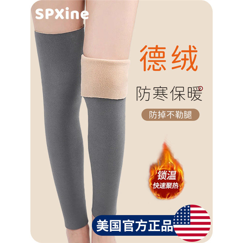 Thermal Velvet Knee Warmers for Women - Long Tube Leg Sleeves for Winter Cold Protection