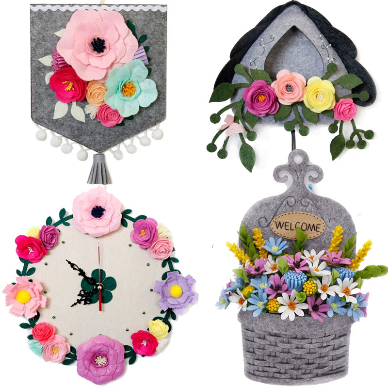 DIY Non-Woven Fabric Floral Wall Hanging Storage Bag Craft Kit