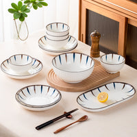 Japanese Style Underglaze Ceramic Dinnerware Set - Bowls, Plates, Spoons for Home Use or Gifting
