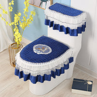 Nordic Wedding Red Toilet Seat Cover Set, Plush Fabric Zippered, 3-Piece, All Seasons