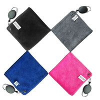 Golf Towel with Retractable Hook and Club Cleaning Brush