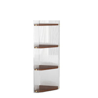 Acrylic Cosmetic Storage Corner Shelf with Wooden Base, Multi-layer Wall-Mounted Organizer for Bathroom and Vanity