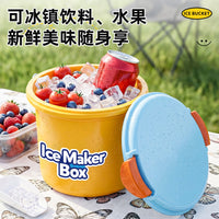 Portable Ice Maker Bucket for Outdoor Camping and Home Use, Manual Press Ice Cube Tray with Handle