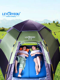 Self-Inflating Hexagonal Camping Air Mattress for 3-4 People, Thickened Outdoor Moisture-Proof Sleeping Pad