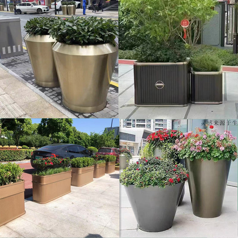 Outdoor Stainless Steel Planter Box Combination Garden Partition Flower Trough Square Metal Iron Art Flower Pot Courtyard Planter