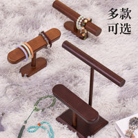 Solid Wood Double Bar Jewelry Organizer Stand for Necklaces Bracelets Watches