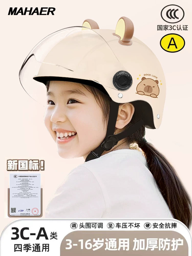 Kids' Electric Scooter Helmet, 3C Certified, Half-Face Safety Helmet for Boys and Girls, Beige, All-Season