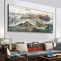 5d钻石画2022新款满钻客厅万里长城水晶砖石画山水风景十字绣2021