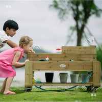 Kids Outdoor Wooden Sand Pit Sandbox with Fence, Garden Home Digging Sand Play Equipment for Preschool Children