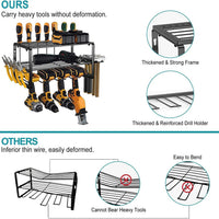 Heavy-Duty Wall-Mounted Drill Storage Rack for Garage and Workshop - Floating Power Tool Organizer for Electric Drills