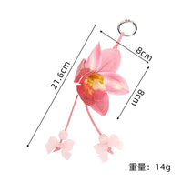Forest Style Orchid Flower Head Keychain Bag Charm with Simulated Flowers